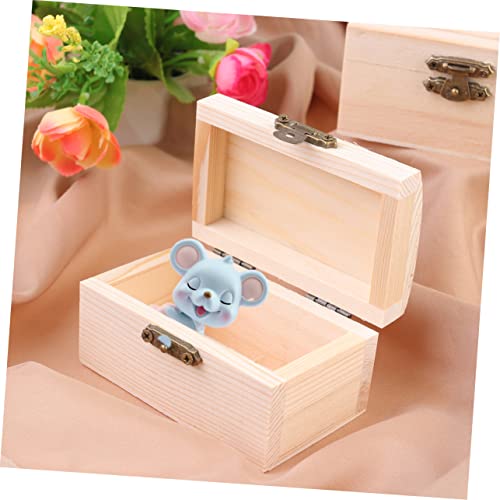 Ipetboom 6pcs Mini Storage Box Rectangular Natural Wood Organizer for Jewelry and Items for Desk and Table Use