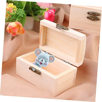 Ipetboom 6pcs Mini Storage Box Rectangular Natural Wood Organizer for Jewelry and Items for Desk and Table Use
