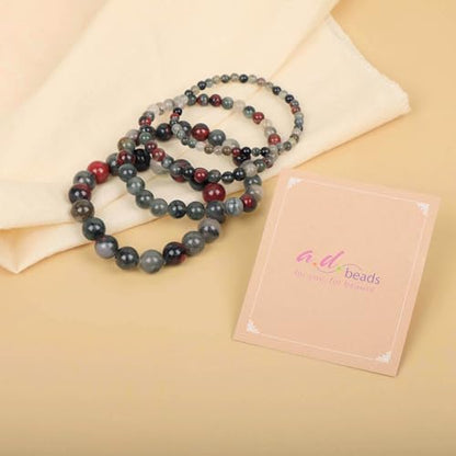 AD Beads Handmade Gemstone Stretch Elastic Bracelet Crystal Healing Reiki Nature's Beauty and Spiritual Essence Unisex - color: African Bloodstone (Strengthen the Body), size: 10mm