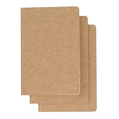 TWONE 3 Pack Travel Journal Notebook for Travelers or School - Kraft Brown Soft Cover - 5.5” x 8.25” - 96 Blank Pages with 48 Sheets - style: Versatile