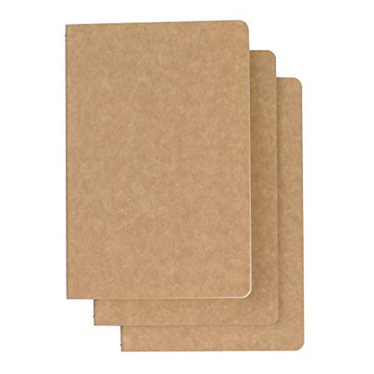 TWONE 3 Pack Travel Journal Notebook for Travelers or School - Kraft Brown Soft Cover - 5.5” x 8.25” - 96 Blank Pages with 48 Sheets - style: Versatile