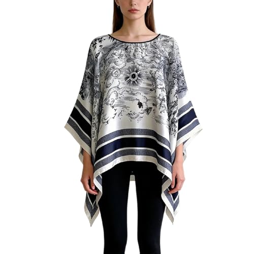 Women's Satin Cover Up Short Poncho Tops Sheer Chiffon Boho Pashmina Shawl Beach Soft Shawl - color: Style4