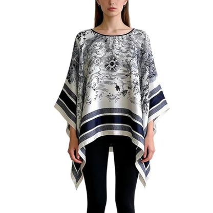 Women's Satin Cover Up Short Poncho Tops Sheer Chiffon Boho Pashmina Shawl Beach Soft Shawl - color: Style4