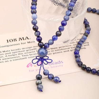 AD Beads 6mm 8mm 108 Prayer Mala Jasper Elastic Bracelet - Handmade Yoga Meditation Healing Power Energy Gifts for Unisex Adult. - color: Sodalite(Wisdom)