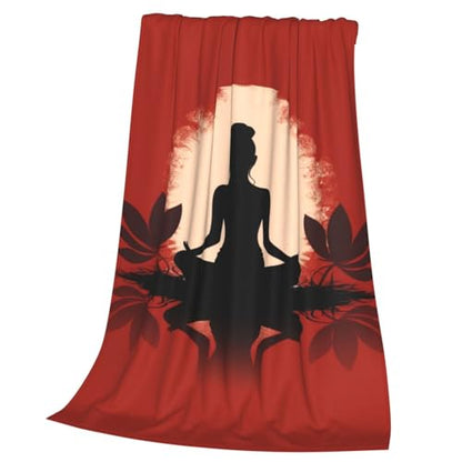 Healthy Living Yoga Blanket Anti Pilling Throw Woman Sitting in The Lotus Position Fleece Flannel Lightweight Cozy Bedspread Living Room Women Adults and Kids Bed Sofa 60"X50" - color: Healthy Living Yoga