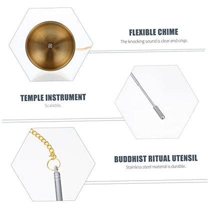 Healifty Telescopic Buddhist Temple Chime Large Handbell Instrument for Meditation and Praying Rituals with Smooth Safe Surface Practical Religious Ceremony Tool and Home Decor