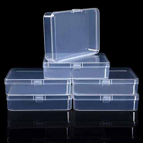 Jetec 6 Pieces Mini Plastic Clear Beads Storage Containers Box for Collecting Small Items, Beads, Jewelry, Business Cards, Game Pieces, Crafts (4.5 x 3.3 x 1.2 Inch) - size: 4.5 x 3.3 x 1.2 Inch