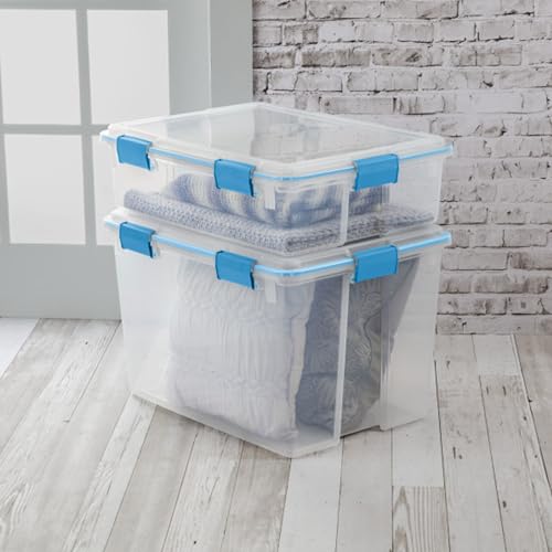 Sterilite 4-Pack Gasket Box, Home Storage Organizer Bins with Lids, 37 Quart – Stackable Clear Plastic Containers for Bedroom, Bathroom, Garage, Basement, or Attic - size: 37 Quart, style: 4 Pack