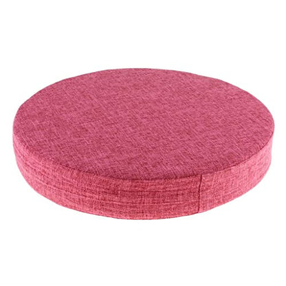 6cm Portable Round Yoga Meditation Cushion - Weight Breathable Linen, Perfect for Home and Outdoor Exercise - Watermelon Red