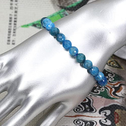 Keleny Gem Semi Precious Gemstones 8mm Natural Quartzite Stone Round Beads Rock Crystal Jasper Stretch Bracelet 7 Inch Unisex - color: Blue,Purple