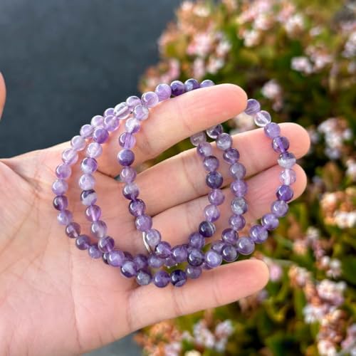 Adabele 1pc Natural Stretch Gemstone Bracelet 6mm (0.24 Inch) Bead 7" 7.5" 8 inch Healing Crystal Quartz Energy Chakra Jewelry Women Birthday Gift - color: Amethyst, size: 7 inch