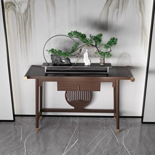 Meditation Altar Table Chinese Solid Wood Entrance Table, Home Zen Offering Table, Modern Living Room Buddha Statue Display Table Tea Table Small Table (Size : M130cm) - size: M130cm