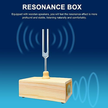 432 Hz Tuning Fork with Resonance Box, Aluminum Alloy, Wooden Speaker, Ideal for Sound Healing, SPA Aromatherapy, Tuning Fork Resonance Teaching, Hearing Tests, Meditation etc - size: 432 hz (wood)