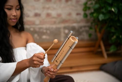 Three Tone Energy Chime with Long Resonance For Calming Meditation, ASMR, Sound Healing, and Yoga — Includes Mallet - style: Hz Major triad: E6, G#6, B6