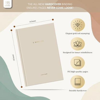 BIROYAL 5 Minute Gratitude Journal 2026 - Undated Daily Gratitude Journal for Women - 20 Weeks 5 Minute Guide Journals - Daily Journals with Prompts for Happiness, Mindfulness & Reflection - Self Care Gift - color: Khaki