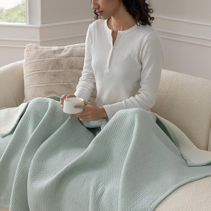 Berkshire 3-Layer Fleece Throw, Ultra Soft Lightweight Thermal Blanket with Cotton-Like Feel, All-Season Cozy Bed Cover for Couch Bed, Machine Washable(Throw Size 50" x 60", Southern Blues) - color: Southern Blues, size: Throw (50 in x 60 in)