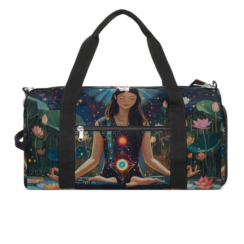Seven Chakra Yoga Meditation Travel Duffle Bag Large Capacity Gym Bags Weekender Overnight Carry on Tote Bag