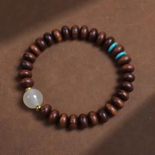 DIY style of plate beads, yellow pear wood, agarwood, Buddha beads, simple gift, men's and women's souvenirs, forest natural wood elastic bracelet