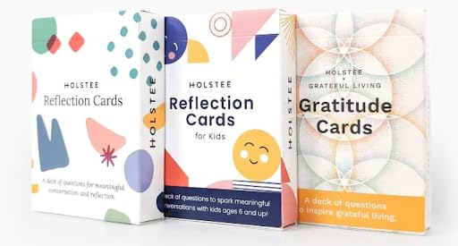 Holstee Family Bundle: Reflection, Kids Reflection & Gratitude Decks | 3-Pack for Meaningful Conversation