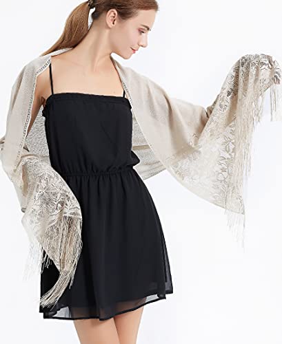 RIIQIICHY Shawls and Wraps for Evening Dresses Scarfs for Women Pashmina Wedding Formal Shawl - color: Beige