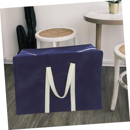 2Pcs Large Capacity Storage Bag with Handles Multi-use Non-woven Fabric Luggage and Travel Bags for Clothing Quilts and Daily Essentials Navy Blue