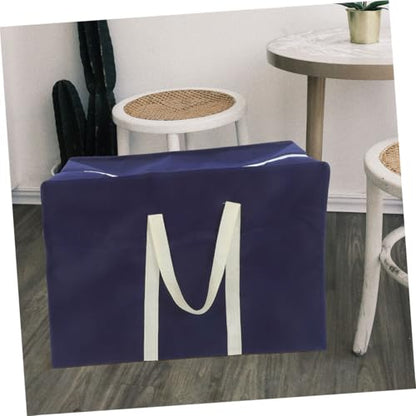 2Pcs Large Capacity Storage Bag with Handles Multi-use Non-woven Fabric Luggage and Travel Bags for Clothing Quilts and Daily Essentials Navy Blue