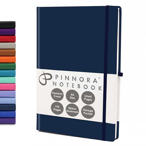 Navy Blue 5.95"x8.45" Notebook – Everyday Journal Note Book & Monthly Planner, 192 Pages, Notebooks for Education, Office & Travel, Durable Cover, Smooth Paper, Ideal Lined Note Pad - color: Navy Blue