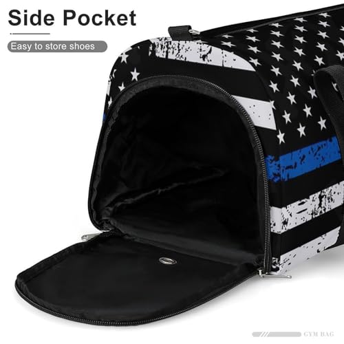Thin Blue Line Flag Police Large Capacity Portable Fitness Bag, Easy to Carry - color: Thin Blue Line Flag Police
