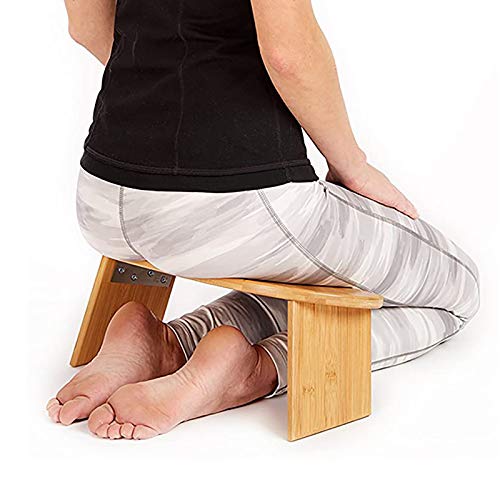 Folding Meditation Bench with Locking Magnetic Hinges - Meditation Seat - Bonus Portable Travel Carry Bag - Ergonomic Bamboo Yoga Stool
