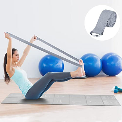 Foldable Yoga Mat for Women, Non Slip Exercise Mat for Home Gym, 5mm Travel Yoga Mats Set With Stretch Strap for Yoga Pilates and Fitness, 68"L x 24"W x 0.2 Inch Thick