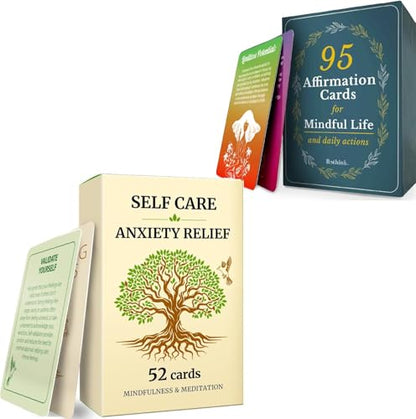 QUOKKA Mindfulness & Affirmation Cards Bundle – 147 Cards for Calm and Positivity