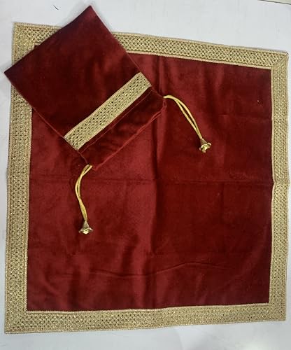 SMMS Spiritual Velvet Table Cloth Altar Tarot Spread (Maroon, Small- 46cm*46cm/ 18inch*18inch) - color: Maroon, size: Small- 46cm*46cm/ 18inch*18inch