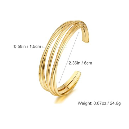SYHO Stackable Bracelets for Women Gold Cuff, Adjustable Minimalist Dainty Chain Bracelets Set Jewelry Gifts for Her