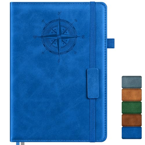 Notebook Journal for Women Men: Leather Journal for Writing, Hardcover College Ruled Journals Notebooks with Thick Paper, Large A5 Daily Journal for Travel, Diary, Gifts for Teens, 5.7"×8.5", Blue - color: Blue, size: A5