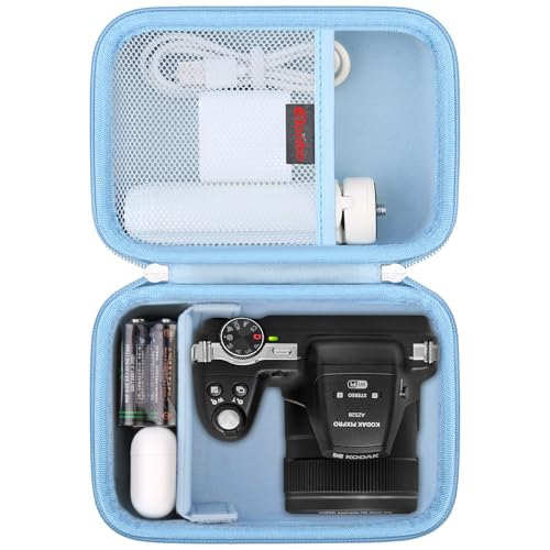 Elonbo Carrying Case for KODAK PIXPRO AZ528/ AZ255/ AZ405/ AZ425/ AZ401 Digital Camera, Kodak PIXPRO Astro Zoom Vlogging Camera Hard Travel Storage Bag, Mesh Pocket fits Battery Cable, Blue - color: Blue