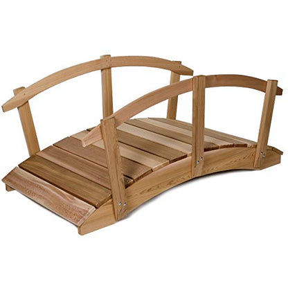 All Things Cedar FB96-R Garden Bridge with Side Rails | 8-Ft Cedar Wood Bridge for Gardens, Backyards & Streams | Easy to Assemble & Made from Untreated Western Red Cedar | 94x38x36 - size: 8-Ft Bridge & Rails