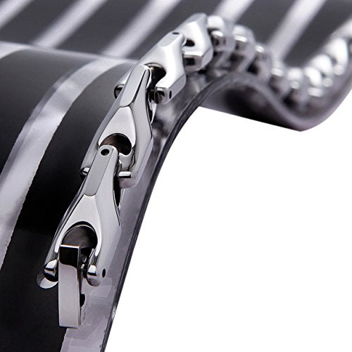 Urban Jewelry Men’s Wheat Link Bracelet Collection – Tungsten Carbide Base, 3-Sided Links, 8.3 Inch, Black, Silver & 24K Gold Plated Variations, Scratch-Resistant, Gift Box - color: Silver Plated over Tungsten Bracelet