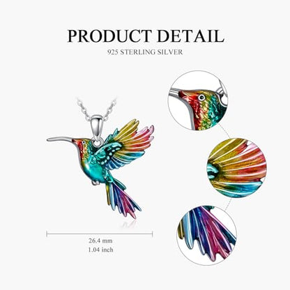 Hummingbird/Phoenix/Owl/Dove/Flamingo/Raven/Blue Jay/Cardinal/Peacock/Eagle/Parrot/Robin Necklace for Women 925 Sterling Silver Bird Pendant Necklace Animal Jewelry Gift for Mother Wife - style: Flying Hummingbird Necklace