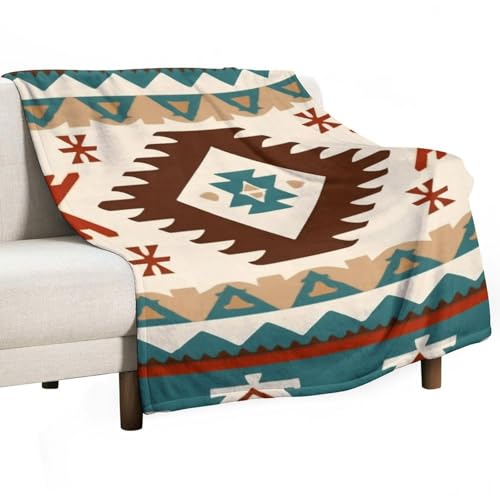 Fashion Bed Sofa Couch Cover, Unisex Blanket, Ethnic Indiana Southwest Western Tribal Aztec Green Lightweight Flannel Blanket - color: Color68, size: 30"x40"