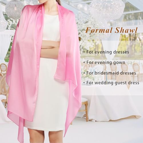 RIIQIICHY Women Shawls and Wraps for Evening Dresses Like Chiffon Silk Scarf Formal Silky Pashmina Shawls for Weddings - color: Pink