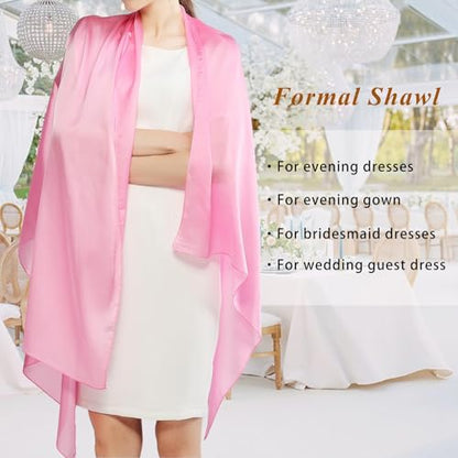 RIIQIICHY Women Shawls and Wraps for Evening Dresses Like Chiffon Silk Scarf Formal Silky Pashmina Shawls for Weddings - color: Pink