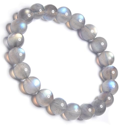 ILLUMINIA 5A Grade Natural Crystal Gemstone Bracelet | Healing Energy Charged Quartz Stone Bead | Handcrafted Stretch Bracelet for Women Men Teens - color: Labradorite, size: Medium - 8mm bead