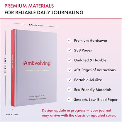 Daily Gratitude, Goal Setting & Habit Tracker Journal for Women & Men with 9-Point Emotional Wellness Scale — iAmEvolving™ 288-Page Hardcover Personal Growth Planner (Lavender Cover) - color: Lavender