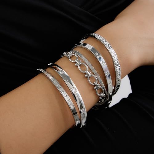 Elegant Minimalist Bangle Bracelet Adjustable Size Wristband Stainless Steel Jewelry Simple Everyday Wear Accessory - style: JDB201071 S