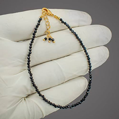 Natural Gemstone Beaded Bracelet, Microfaceted Crystals, Handmade Dainty Jewelry, Bohemian Plated Bracelet-Gift - style: Spinel