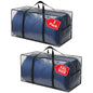 68.5 GAL 2 Pack XXL Jumbo Extra Large Heavy Duty Stronger Handles Storage Bags Moving Totes Zippered Reusable Wrap Around Handle Storage Totes (Translucent/Semi-Transparent)