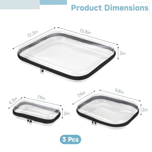 Generic 3-Pack Transparent Hard Shell Zippered Cases, Multiple Sizes, Waterproof Cosmetic and Toy Organizers, Portable Storage Pouches for Travel and Home