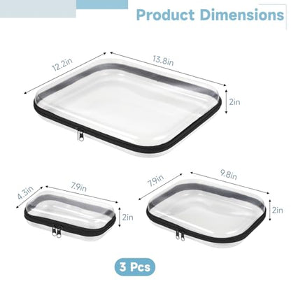 Generic 3-Pack Transparent Hard Shell Zippered Cases, Multiple Sizes, Waterproof Cosmetic and Toy Organizers, Portable Storage Pouches for Travel and Home