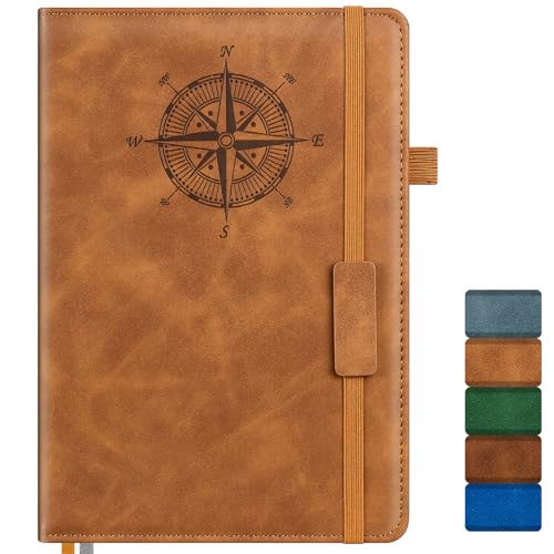 Notebook Journal for Women Men: Leather Journal for Writing, Hardcover College Ruled Journals Notebooks with Thick Paper, Large A5 Daily Journal for Travel, Diary, Gifts for Teens, 5.7"×8.5", Brown - color: Brown, size: A5