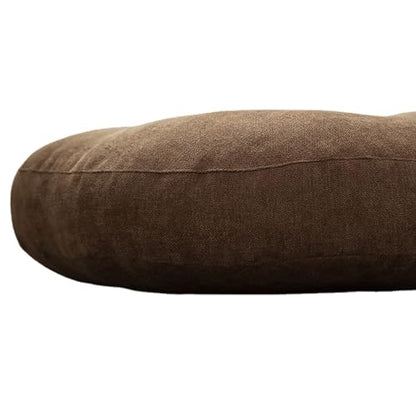 WJXBoos Round Floor Pillows,Extra Thick Large Cushion Pillows Seating Flax Tufted Corduroy Indoor Outdoor Seat Cushion Floor Seat Pads for Bay Window Tatami (Brown,22"x22"x7")